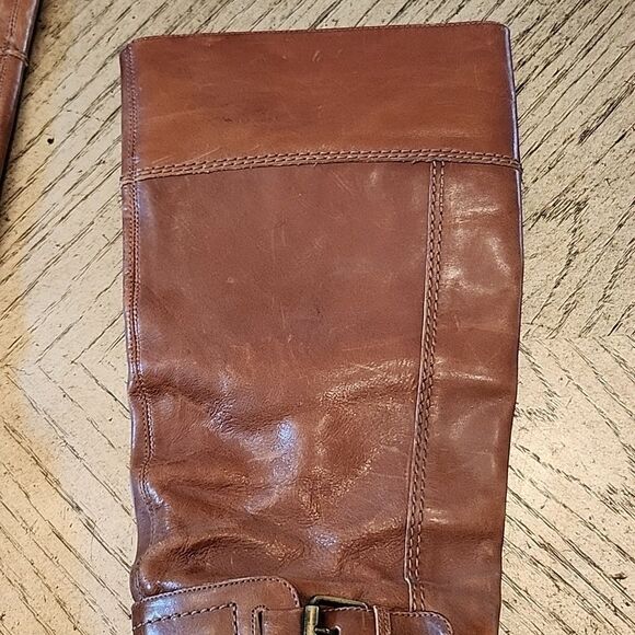 Tan Leather 4 inch heels boots River Island size 38 or 7 - Picture 5 of 13